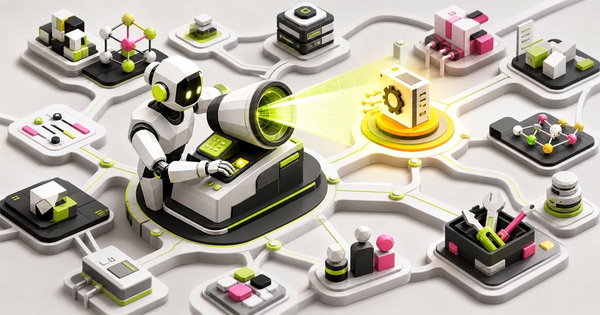 AI agent searching a connected catalog of Skills, tools, and other resources.