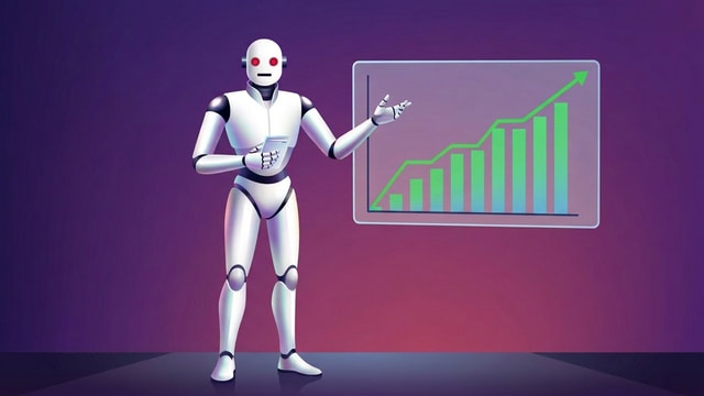 AI agent presenting a rising product marketing growth chart.