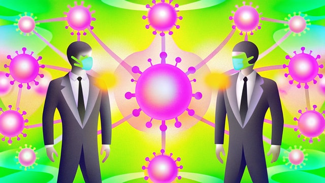 Two AI agents connected through a bright network of reusable skills.